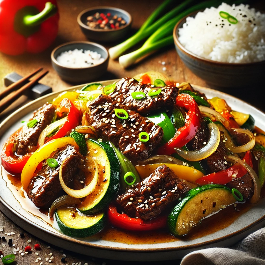 a plate of food with rice and vegetables