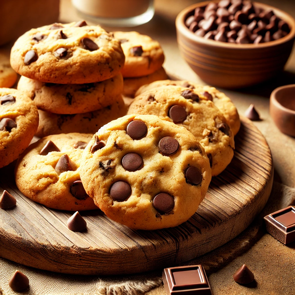 a plate of cookies and bowls of chocolate