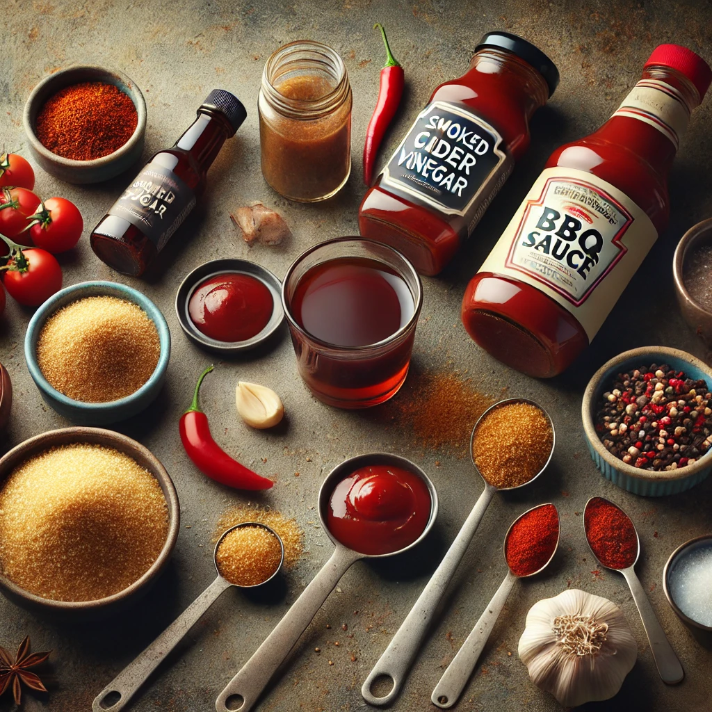 a group of different spices and sauces