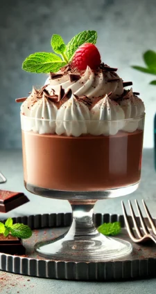 a dessert in a glass with a spoon and a fork